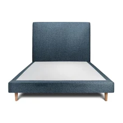 Lit avec tête de lit bouclette et sommier tapissier - Lit en bois massif