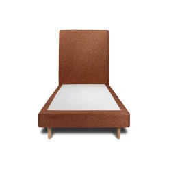 Lit avec tête de lit bouclette et sommier tapissier - Lit en bois massif