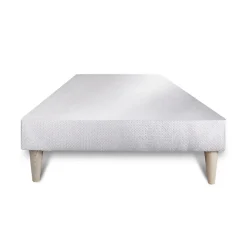 Lit avec tête de lit bouclette et sommier tapissier - Lit en bois massif