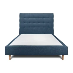 Lit avec tête de lit capitonnée tissu et sommier tapissier - Lit en bois massif