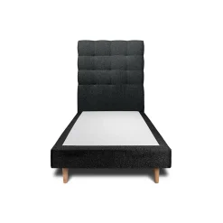 Lit avec tête de lit capitonnée et sommier tapissier - Lit en bois massif