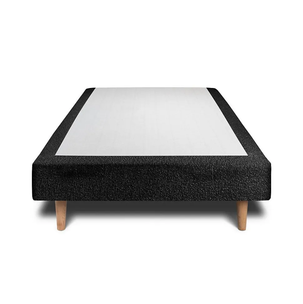 Lit avec tête de lit capitonnée et sommier tapissier - Lit en bois massif