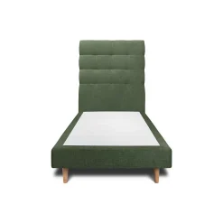 Lit avec tête de lit capitonnée tissu et sommier tapissier - Lit en bois massif