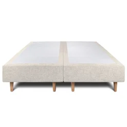 Lit avec tête de lit capitonnée tissu et sommier tapissier - Lit en bois massif