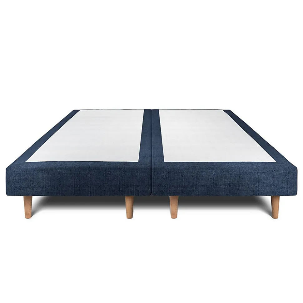 Lit avec tête de lit capitonnée tissu et sommier tapissier - Lit en bois massif