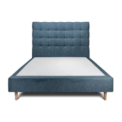 Lit avec tête de lit capitonnée et sommier tapissier - Lit en bois massif