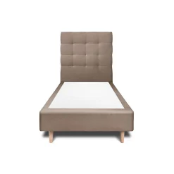 Lit avec tête de lit capitonnée velours et sommier - Lit en bois massif