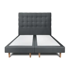 Lit avec tête de lit capitonnée velours et sommier - Lit en bois massif