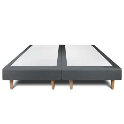 Lit avec tête de lit capitonnée velours et sommier - Lit en bois massif