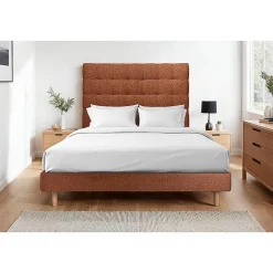 Lit avec tête de lit capitonnée et sommier kit - Lit en bois massif