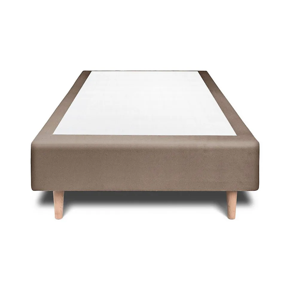 Lit avec tête de lit capitonnée velours et sommier - Lit en bois massif