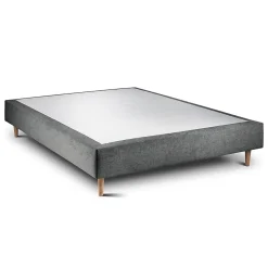 Lit avec tête de lit capitonnée tissu et sommier tapissier - Lit en bois massif