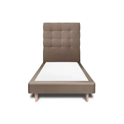 Lit avec tête de lit capitonnée velours et sommier - Lit en bois massif