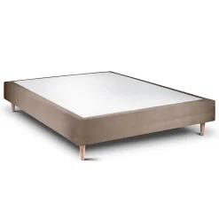 Lit avec tête de lit capitonnée velours et sommier - Lit en bois massif