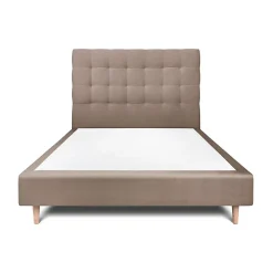 Lit avec tête de lit capitonnée velours et sommier - Lit en bois massif