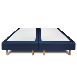 Lit avec tête de lit capitonnée velours et sommier - Lit en bois massif