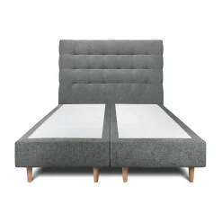 Lit avec tête de lit capitonnée tissu et sommier tapissier - Lit en bois massif