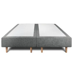 Lit avec tête de lit capitonnée tissu et sommier tapissier - Lit en bois massif