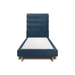 Lit avec tête de lit capitonnée tissu et sommier tapissier - Lit en bois massif