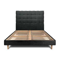 Lit avec tête de lit capitonnée et sommier kit - Lit en bois massif