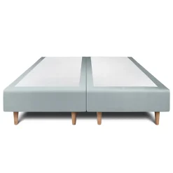 Lit avec tête de lit capitonnée velours et sommier - Lit en bois massif