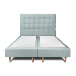 Lit avec tête de lit capitonnée velours et sommier - Lit en bois massif