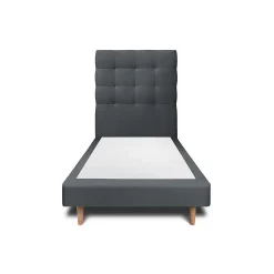 Lit avec tête de lit capitonnée velours et sommier - Lit en bois massif