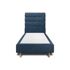 Lit avec tête de lit capitonnée tissu et sommier tapissier - Lit en bois massif