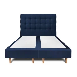 Lit avec tête de lit capitonnée velours et sommier - Lit en bois massif