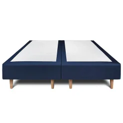 Lit avec tête de lit capitonnée velours et sommier - Lit en bois massif