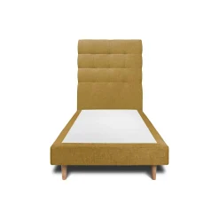 Lit avec tête de lit capitonnée tissu et sommier tapissier - Lit en bois massif