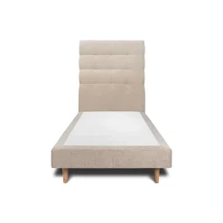 Lit avec tête de lit capitonnée tissu et sommier tapissier - Lit en bois massif