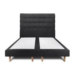 Lit avec tête de lit capitonnée tissu et sommier tapissier - Lit en bois massif