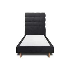 Lit avec tête de lit capitonnée tissu et sommier tapissier - Lit en bois massif