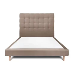 Lit avec tête de lit capitonnée velours et sommier - Lit en bois massif