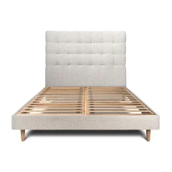 Lit avec tête de lit capitonnée et sommier kit - Lit en bois massif