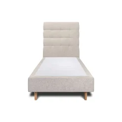 Lit avec tête de lit capitonnée tissu et sommier tapissier - Lit en bois massif