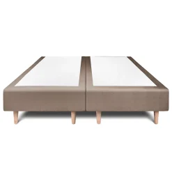 Lit avec tête de lit capitonnée velours et sommier - Lit en bois massif