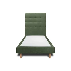 Lit avec tête de lit capitonnée tissu et sommier tapissier - Lit en bois massif