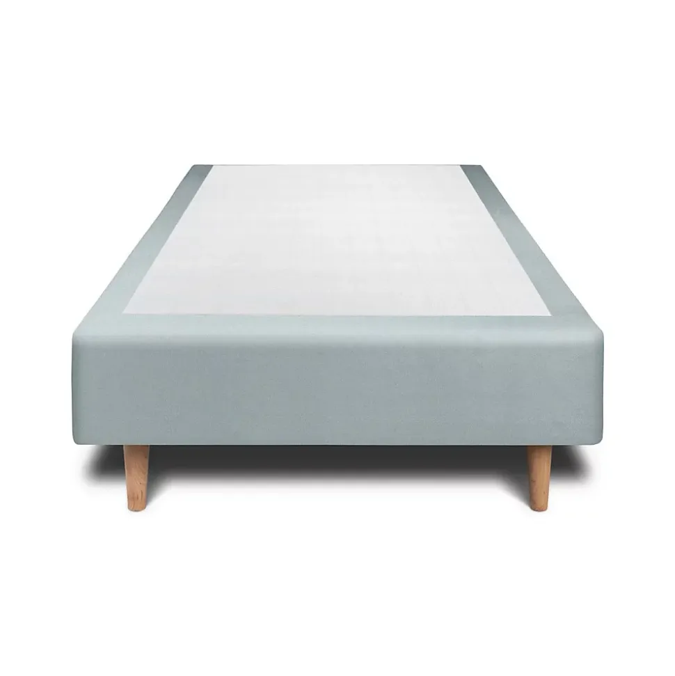 Lit avec tête de lit capitonnée velours et sommier - Lit en bois massif