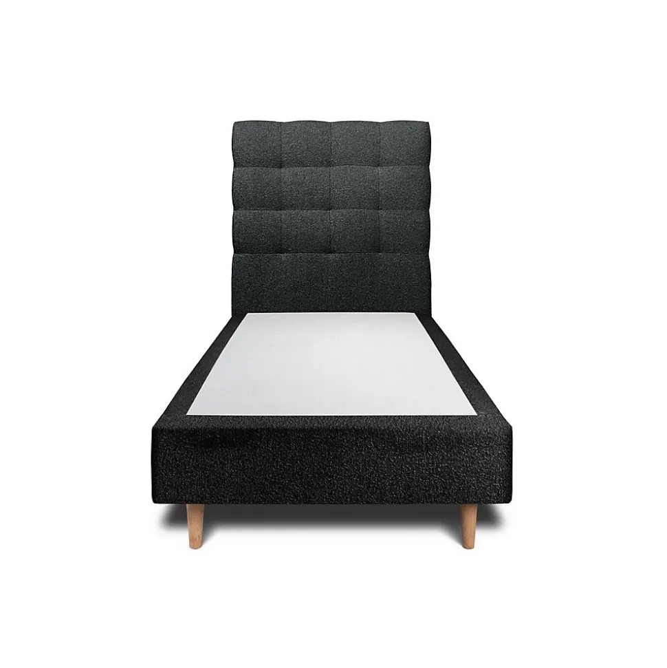 Lit avec tête de lit capitonnée et sommier tapissier - Lit en bois massif