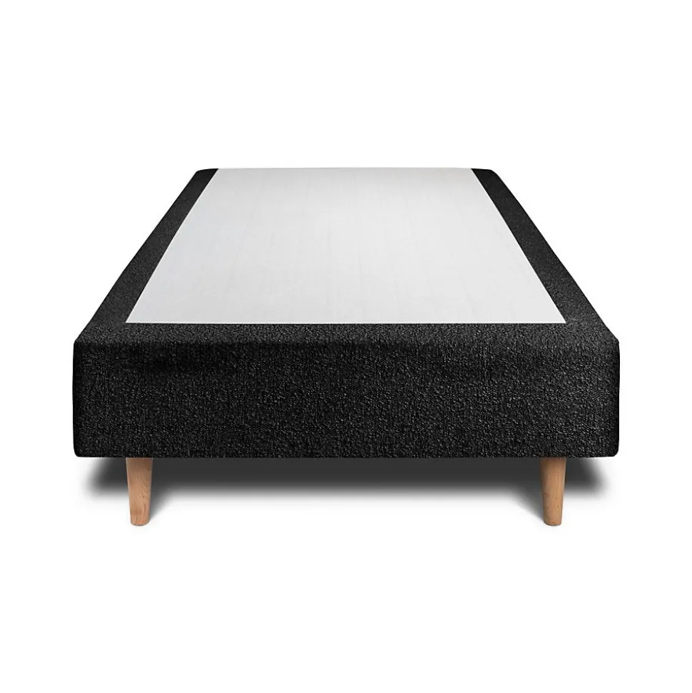 Lit avec tête de lit capitonnée et sommier tapissier - Lit en bois massif