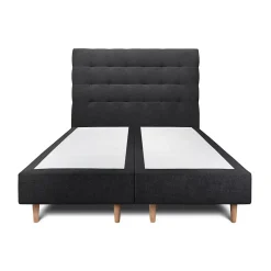 Lit avec tête de lit capitonnée tissu et sommier tapissier - Lit en bois massif