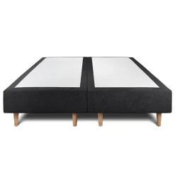 Lit avec tête de lit capitonnée tissu et sommier tapissier - Lit en bois massif