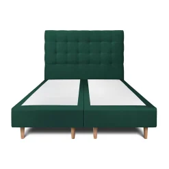 Lit avec tête de lit capitonnée velours et sommier - Lit en bois massif