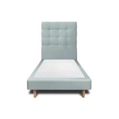 Lit avec tête de lit capitonnée velours et sommier - Lit en bois massif