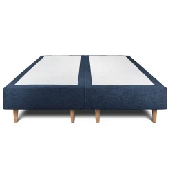 Lit avec tête de lit capitonnée tissu et sommier tapissier - Lit en bois massif