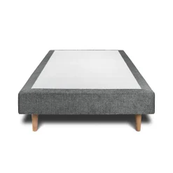 Lit avec tête de lit capitonnée tissu et sommier tapissier - Lit en bois massif