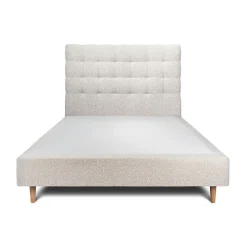 Lit avec tête de lit capitonnée et sommier tapissier - Lit en bois massif