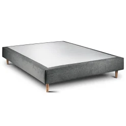 Lit avec tête de lit capitonnée tissu et sommier tapissier - Lit en bois massif